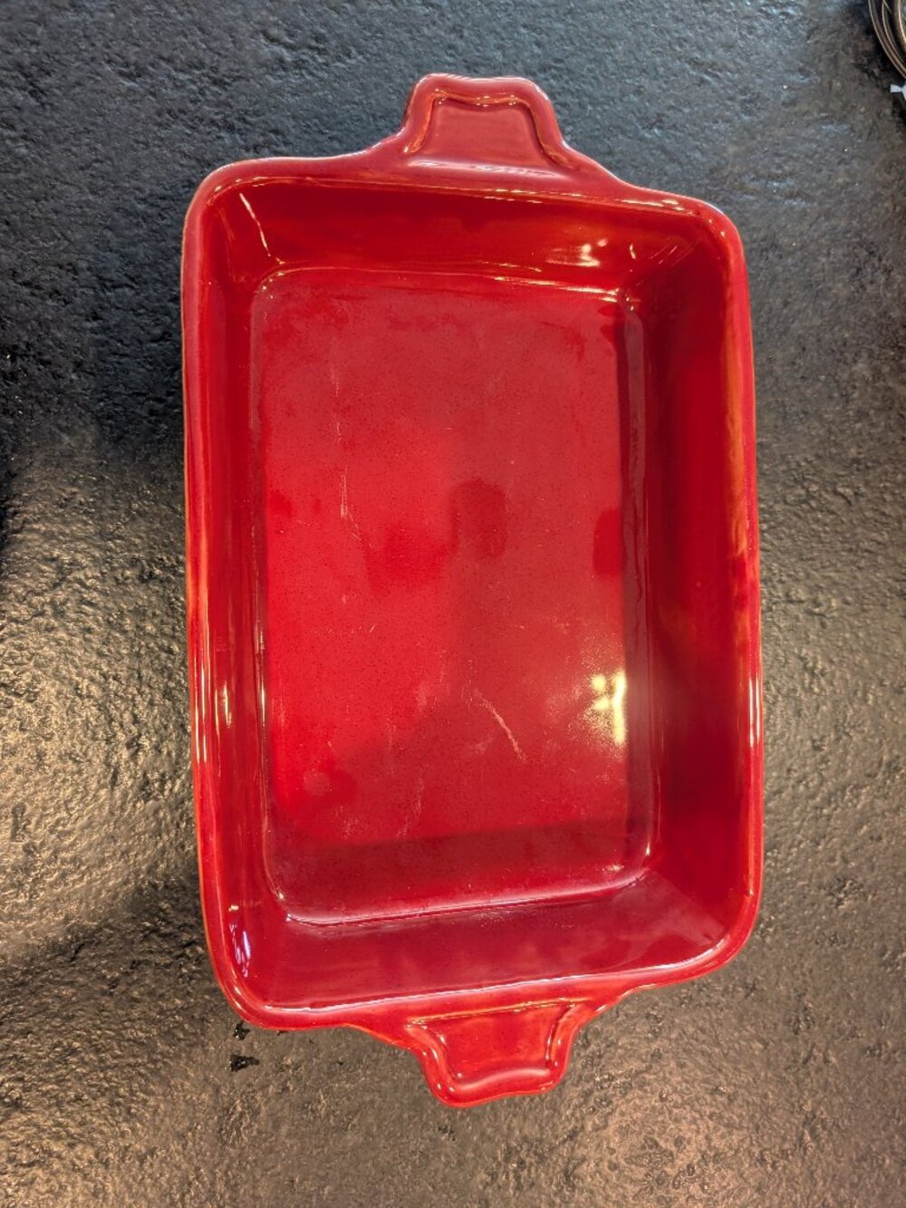 Emile Henry Red ~ Ivory 9 x 12 Ceramic Baking Dish ~ Made in France